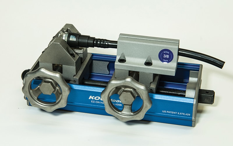 The EZ-ON Hose Press installs Dorman Fuel Line Quick Connectors in seconds